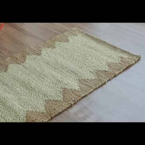Indian Handmade Off White Jute Hemp Rug with Natural Sides - Image 3