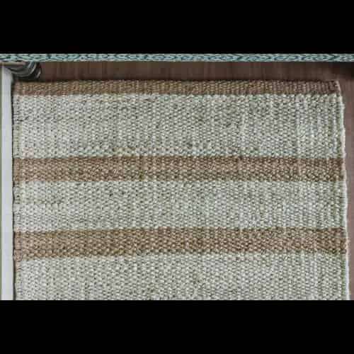 White with Beige Stripes Natural Jute Hemp Rug - Image 6
