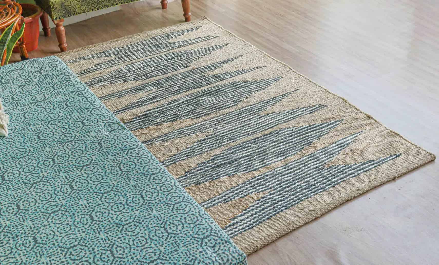 Indian Handwoven Multicolor Natural Jute Hemp Rug - Image 3