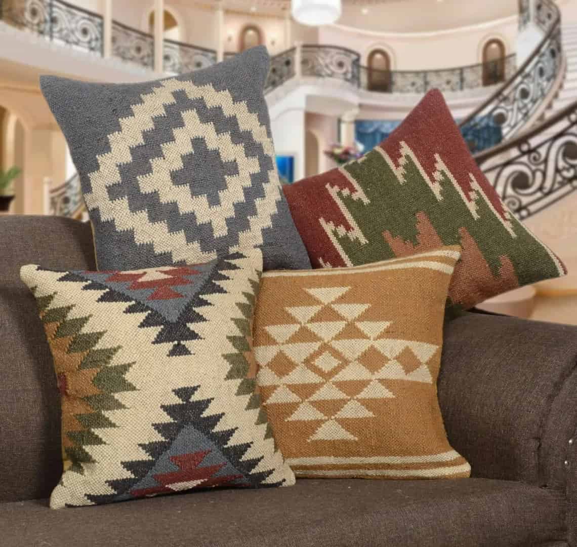 Handmade Wool Jute Cushion Covers - Image 2