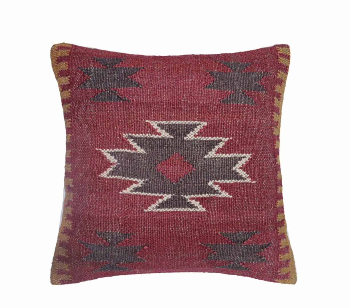 Handmade Set of 4 Vintage Kilim Wool Jute Pillow Covers - Image 1