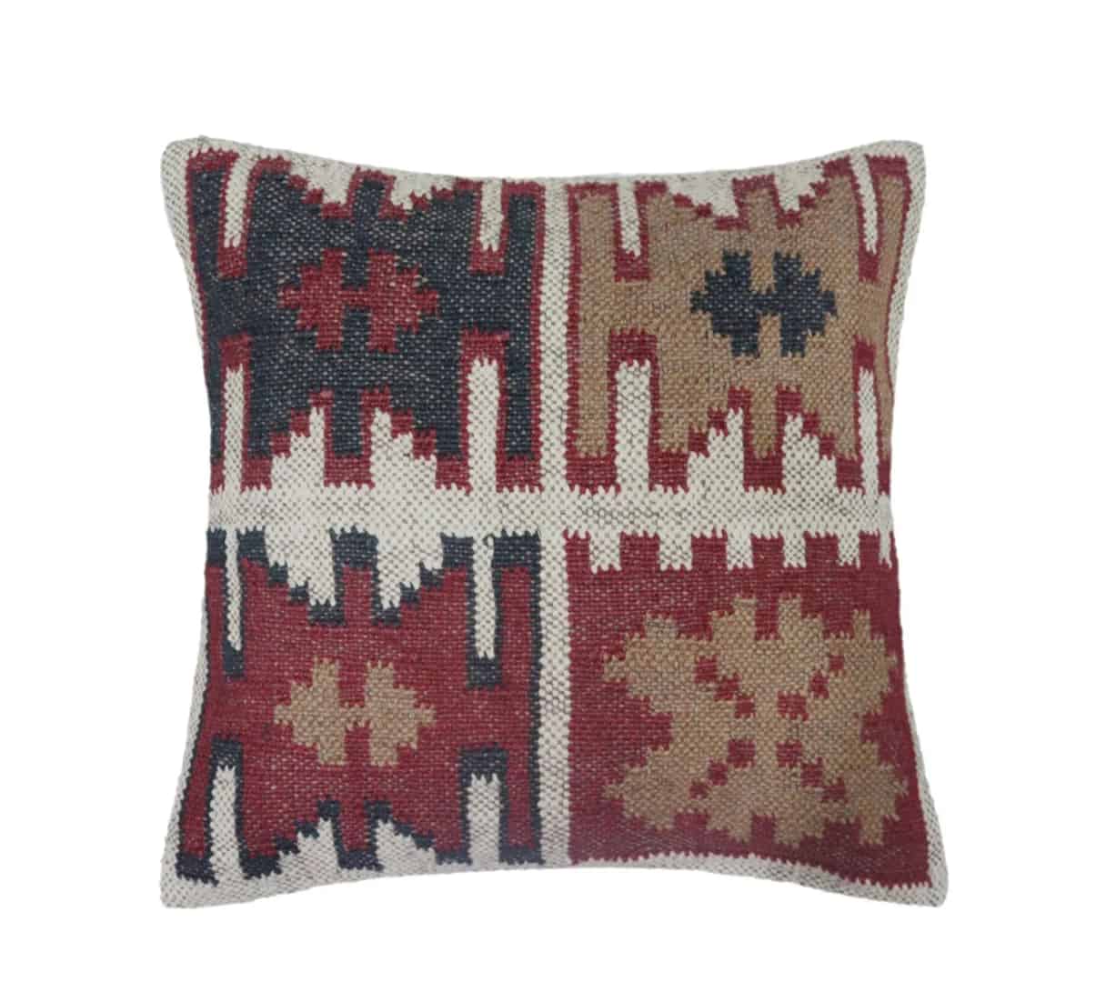 18x18 Inch Ethnic Vintage Wool Jute Pillowcases - Image 1