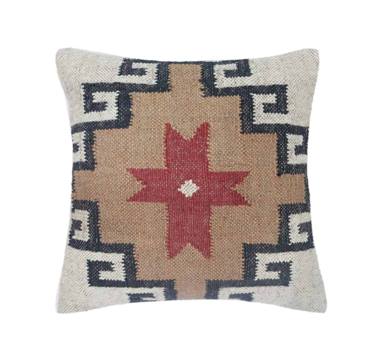 Handwoven Wool Jute Kilim Cushion Cover - Image 5