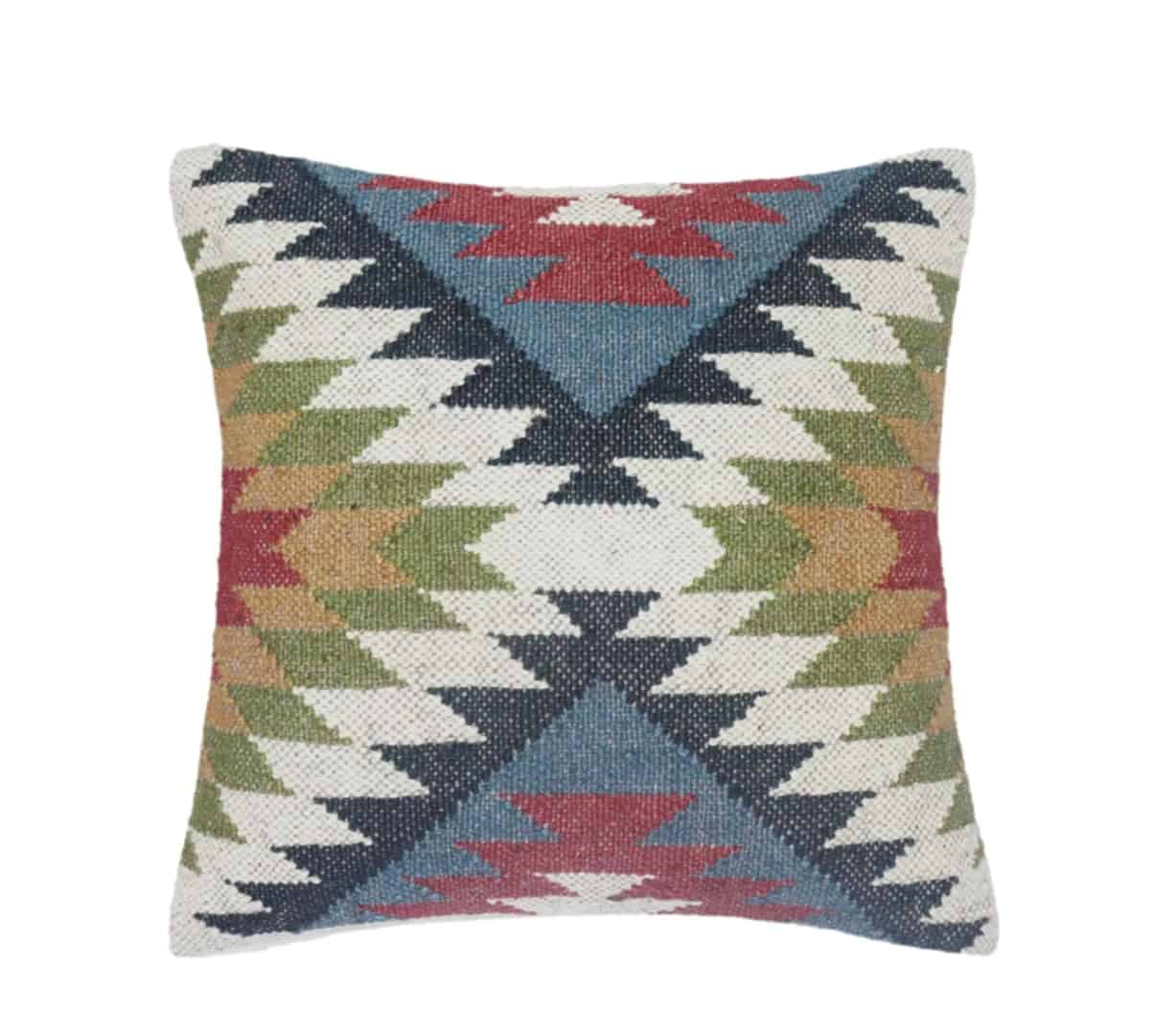 Indian Handmade Square Wool Jute Kilim Pillowcases - Image 1