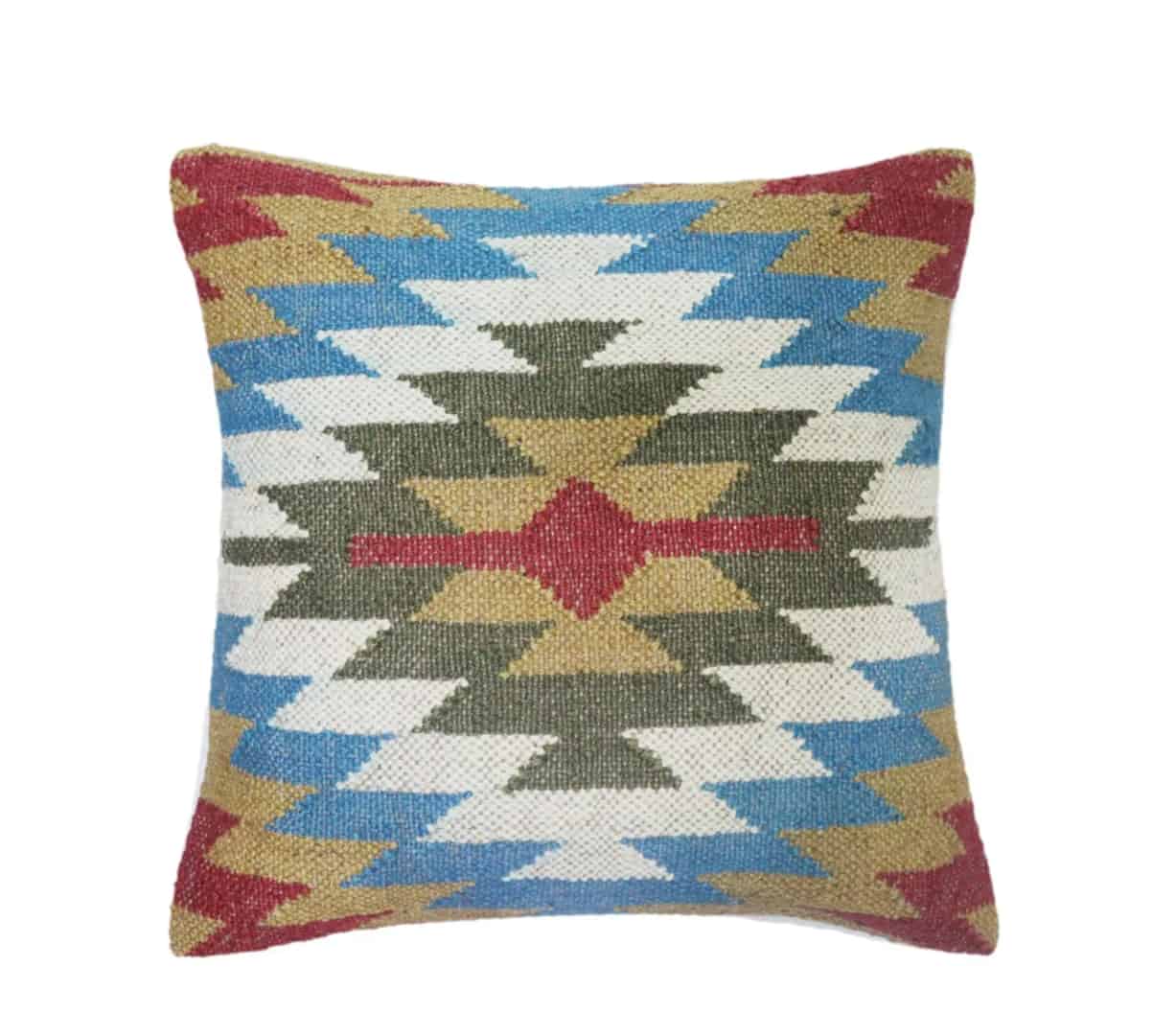 Indian Handmade Square Wool Jute Kilim Pillowcases - Image 4