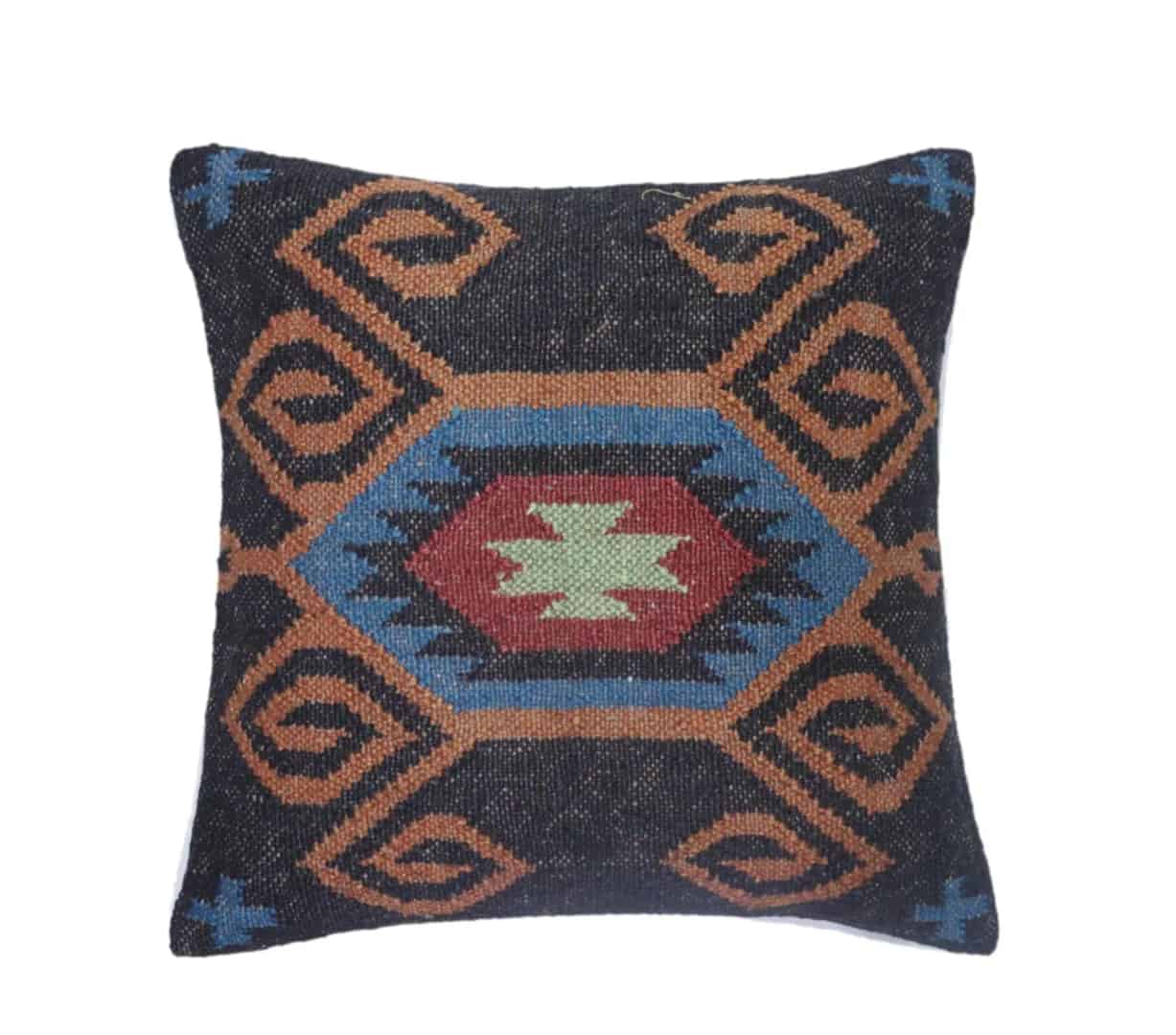  Multicolor Handmade Wool Jute Cushion Cover - Image 5