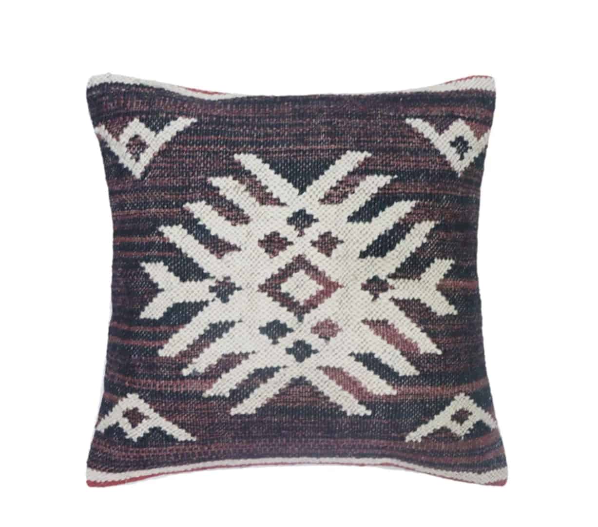45x45 cm Handmade Wool Jute Kilim Pillowcases - Image 4