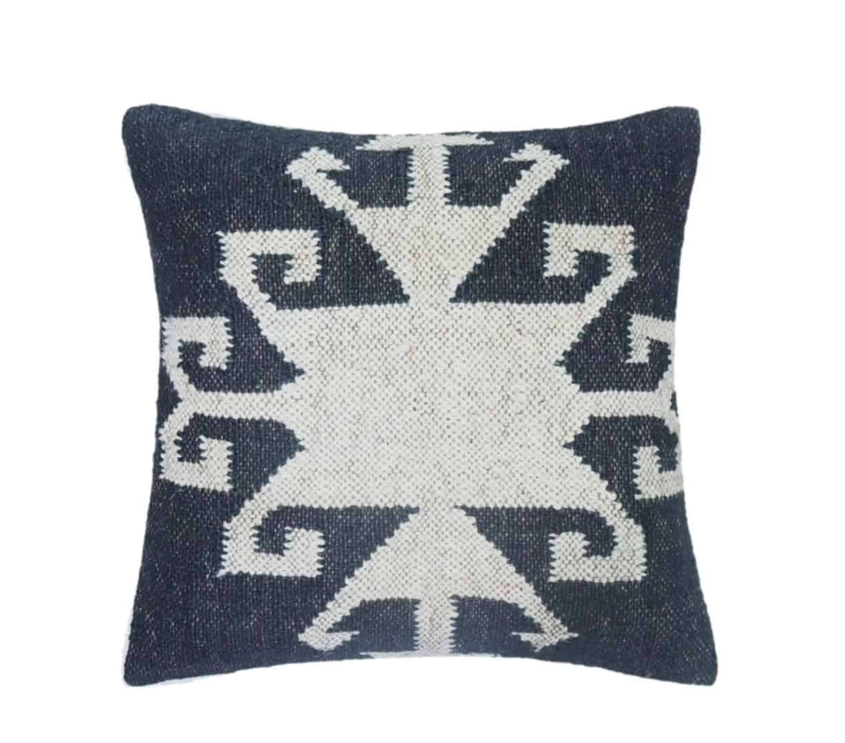 Set of 4 Vintage Kilim Black and White Wool Jute Pillow Covers - Image 1