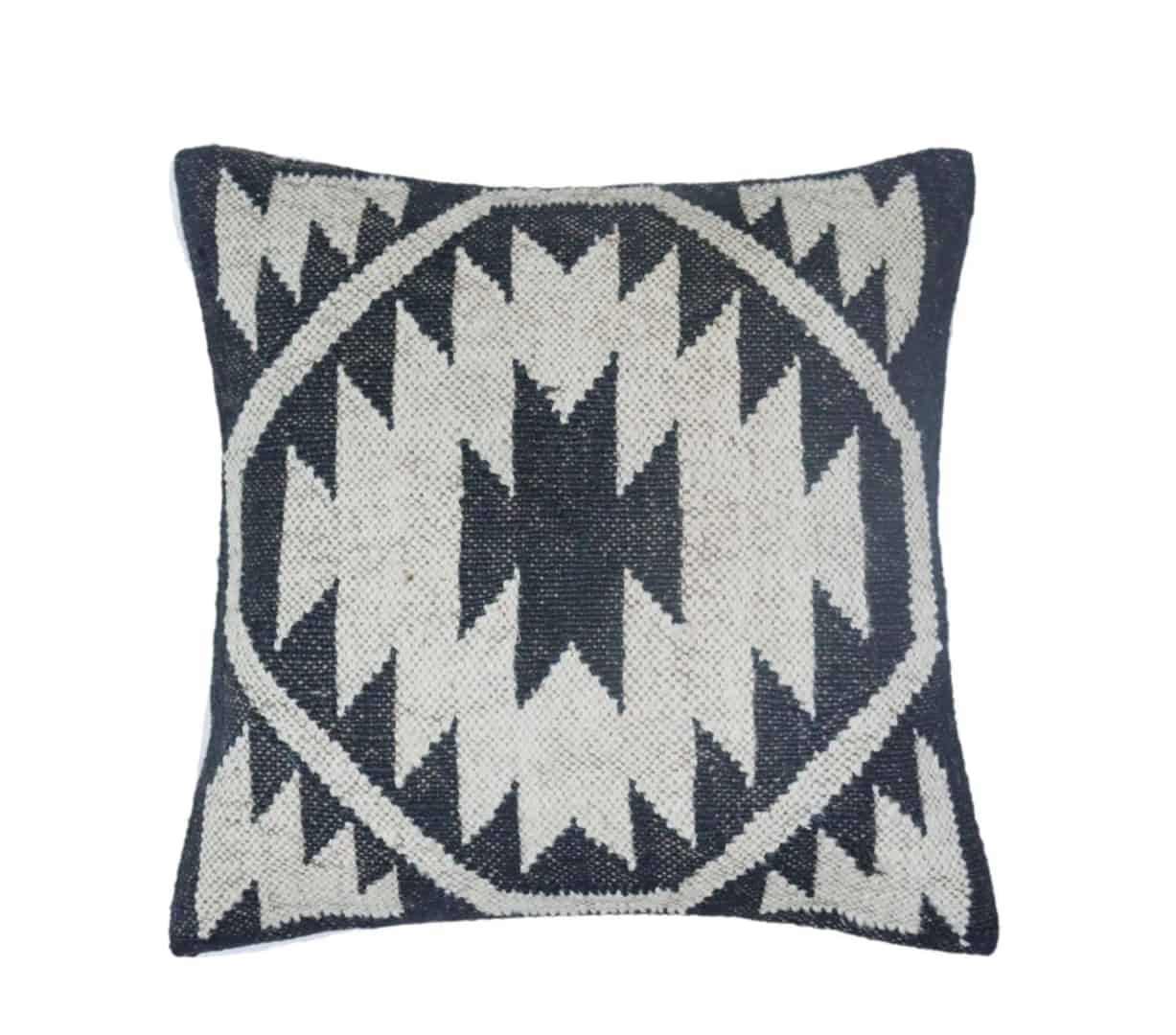 Set of 4 Vintage Kilim Black and White Wool Jute Pillow Covers - Image 3