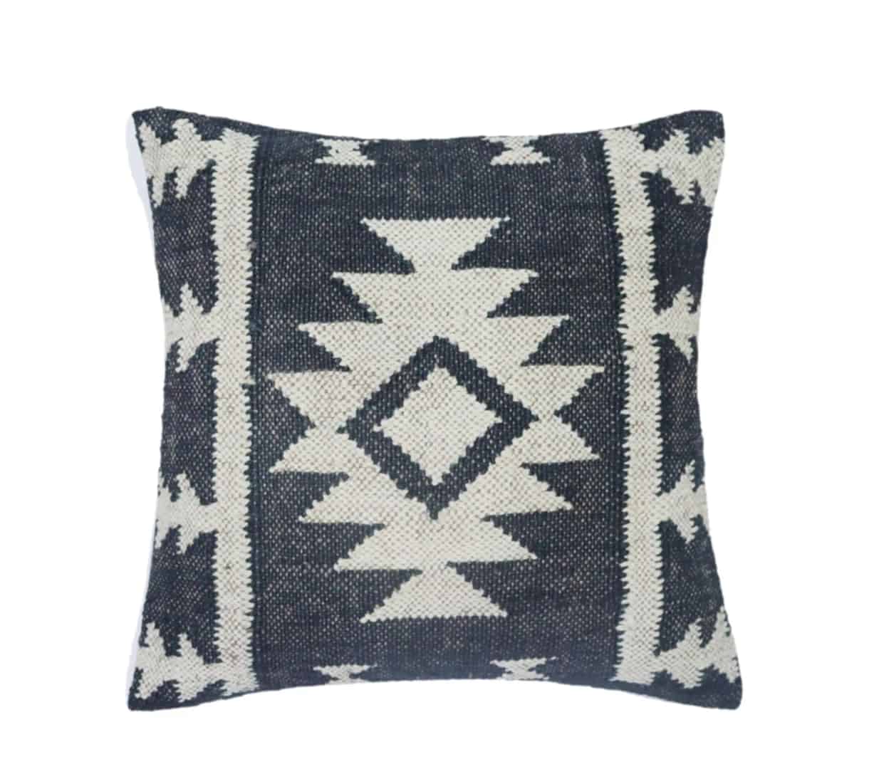 Set of 4 Vintage Kilim Black and White Wool Jute Pillow Covers - Image 5