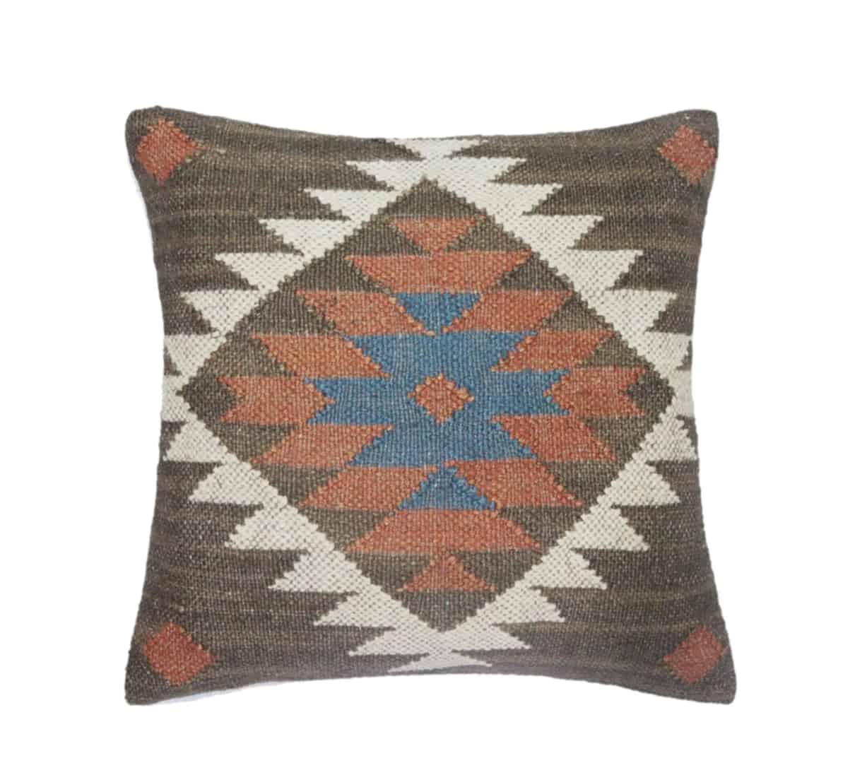 Indian Handwoven Turkish Kilim Wool Jute Pillowcases  - Image 3
