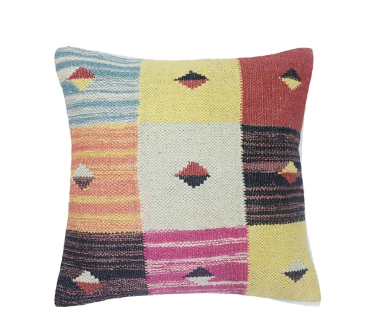 Handwoven Bohemian Turkish Wool Jute Cushion Covers - Image 1