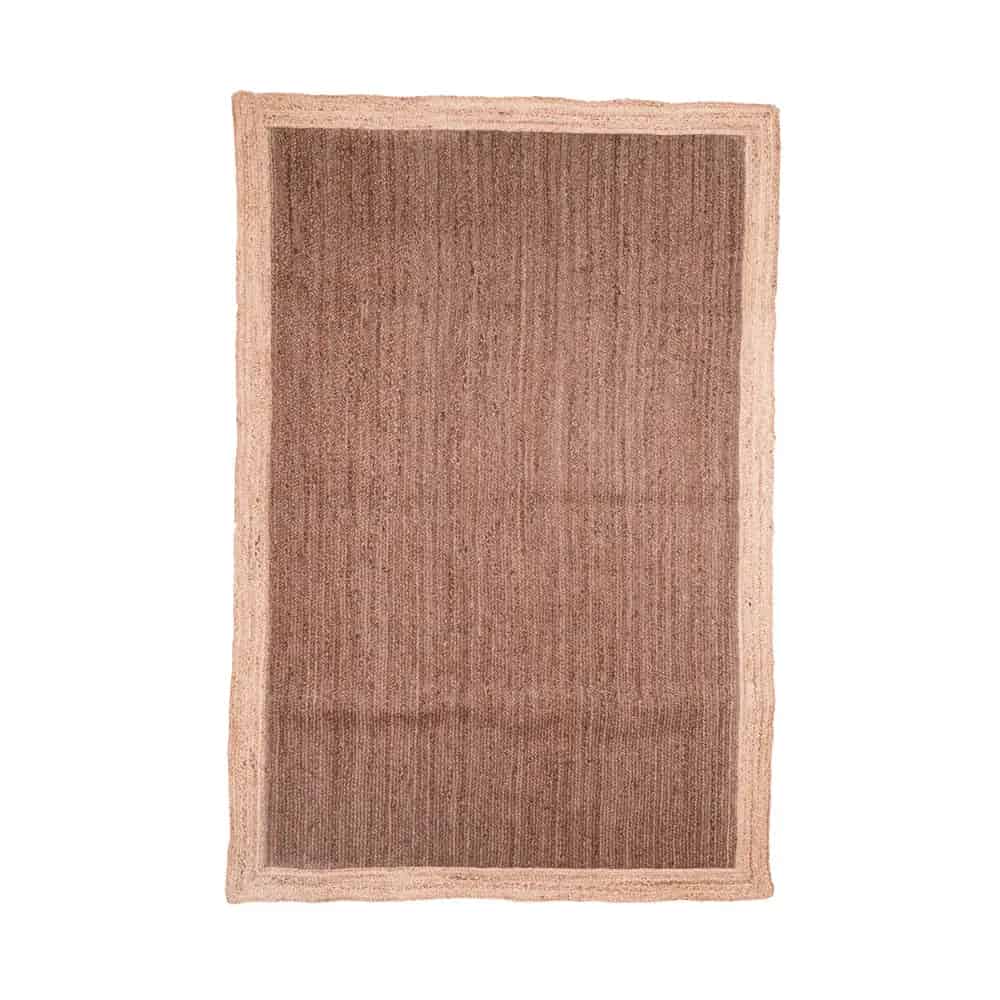 Hand Braided Brown Color Jute Rug with Natural Border - Image 1