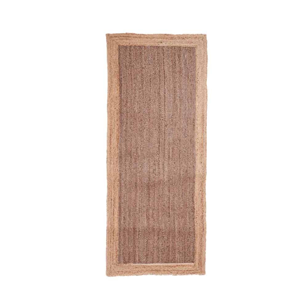 Hand Braided Brown Color Jute Rug with Natural Border - Image 4