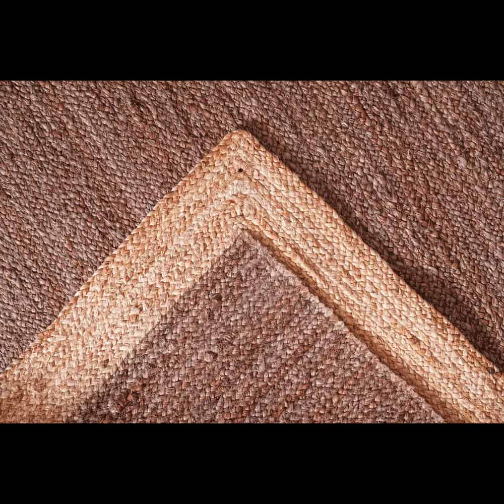 Hand Braided Brown Color Jute Rug with Natural Border - Image 9