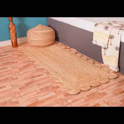 Natural Jute Hand Braided Scalloped Pattern Rug - Image 2