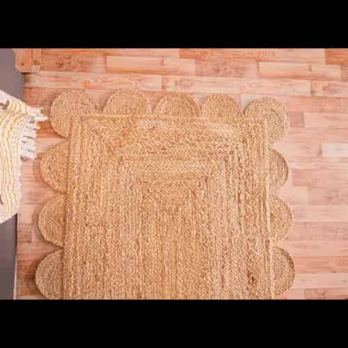 Natural Jute Hand Braided Scalloped Pattern Rug - Image 3