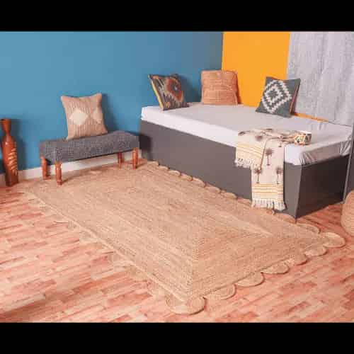 Natural Jute Hand Braided Scalloped Pattern Rug - Image 7