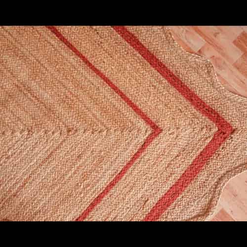 Scalloped Natural Jute Rug with Red Border - Image 4