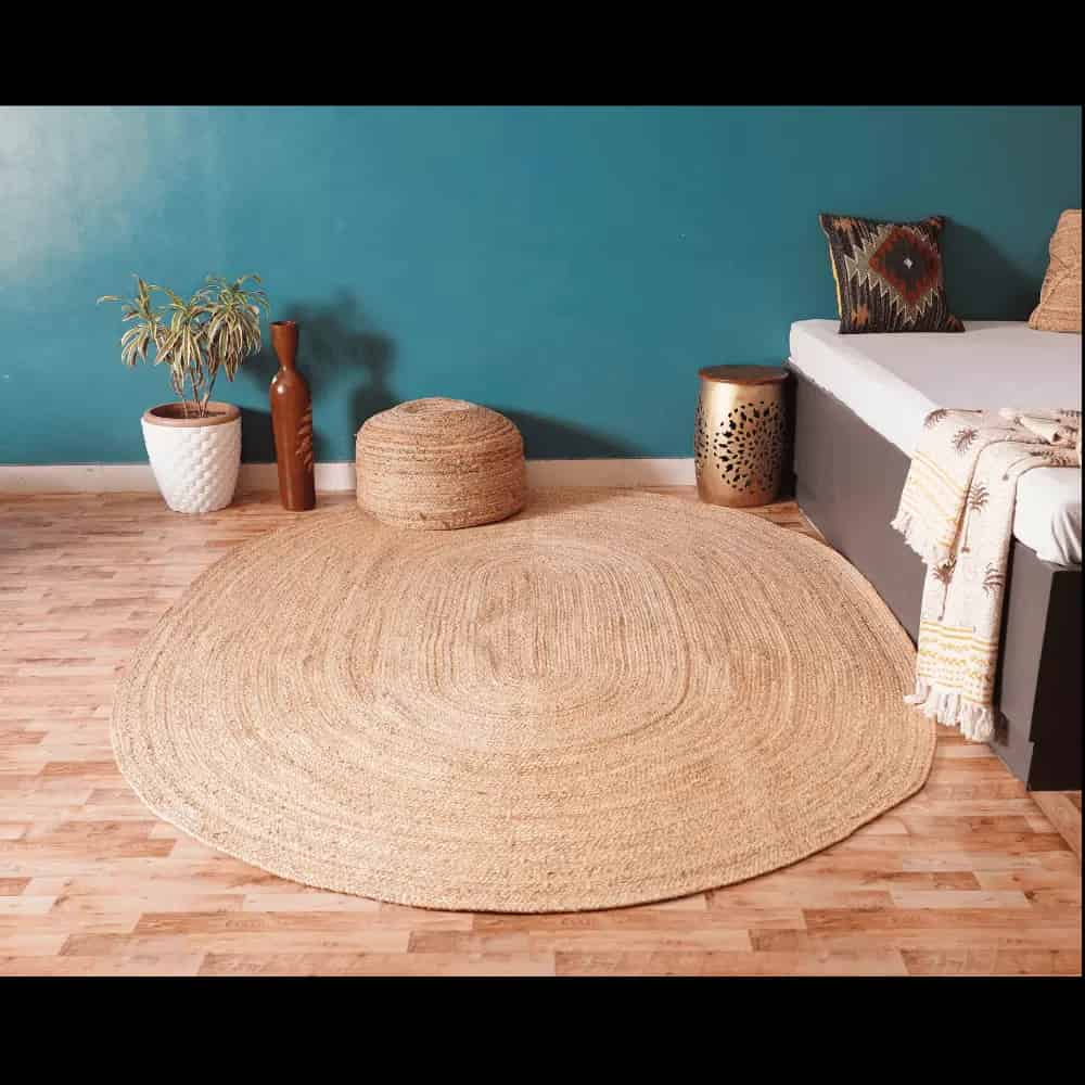 Indian Handmade Natural Oval Jute Rug - Image 4