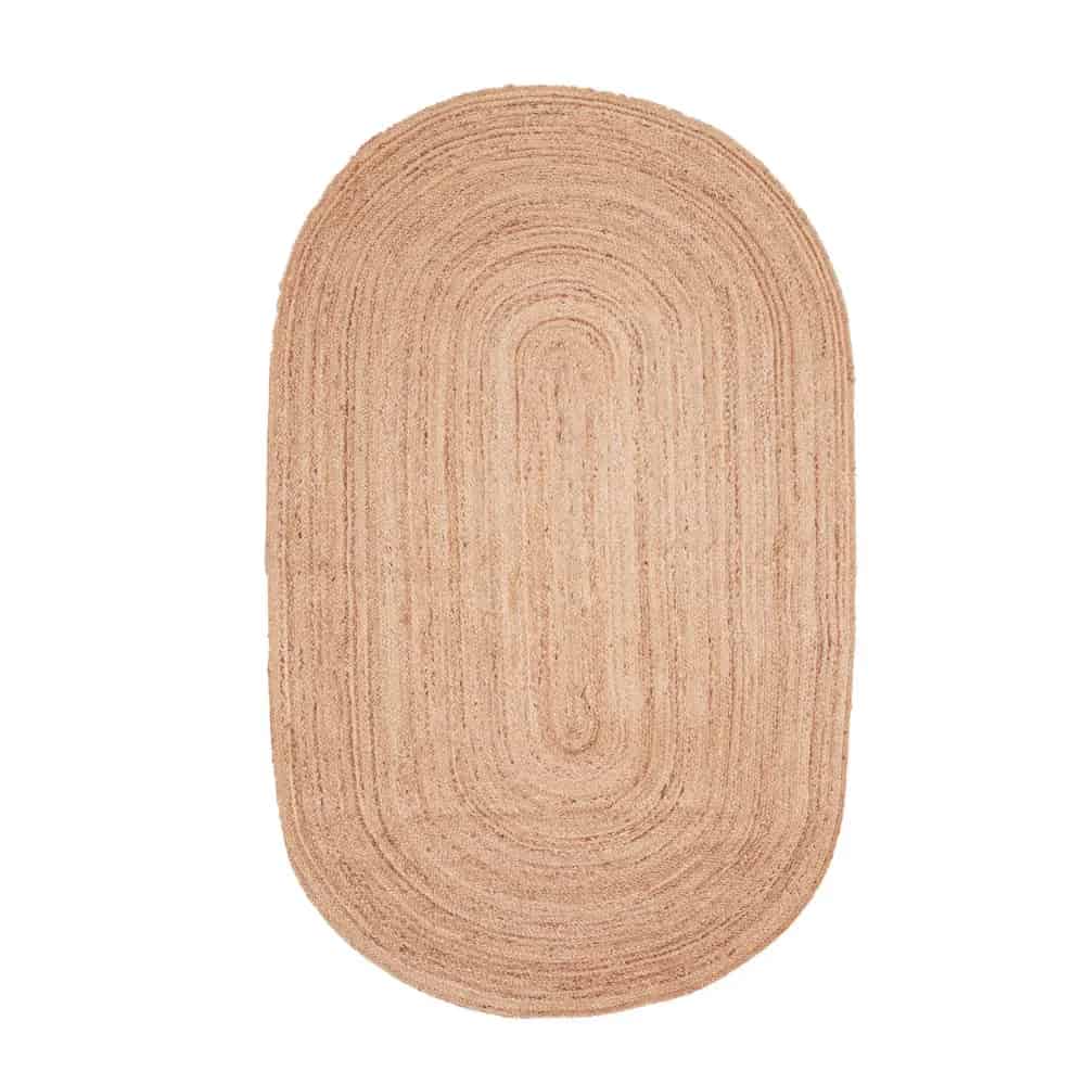 Indian Handmade Natural Oval Jute Rug - Image 1