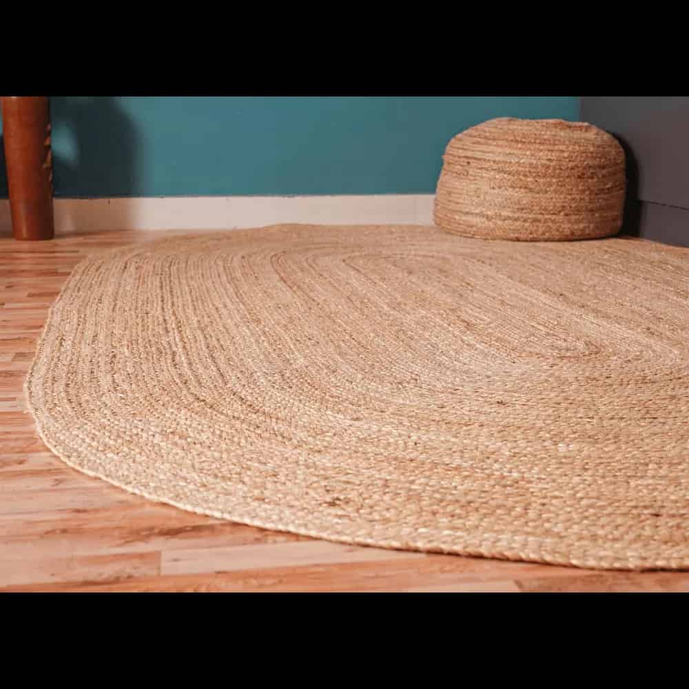 Indian Handmade Natural Oval Jute Rug - Image 6