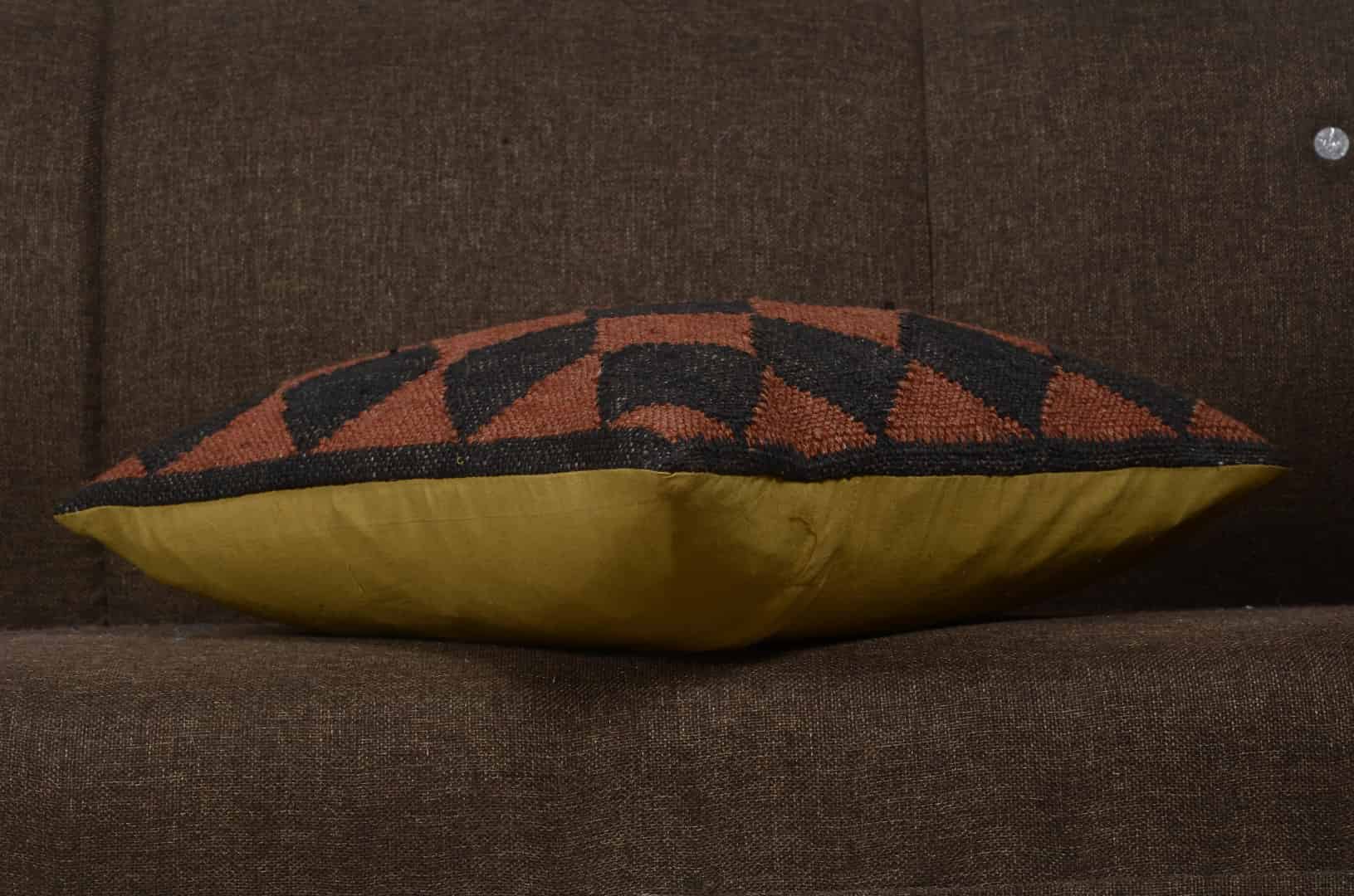 Wool Jute Vintage Kilim Pillow Cover - Image 2