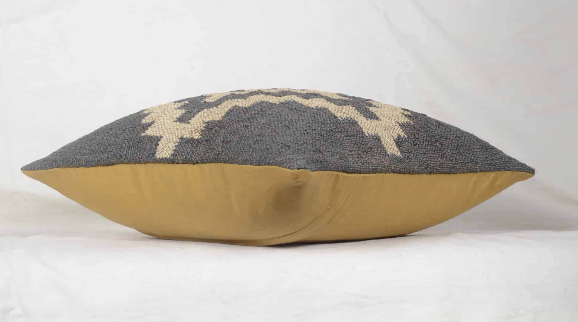 Blue and White Handmade Wool Jute Pillowcases - Image 2