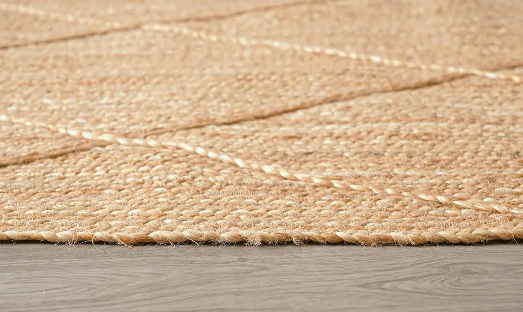 Handmade Braided Natural Jute Rug with Beige Diamond Pattern  - Image 11