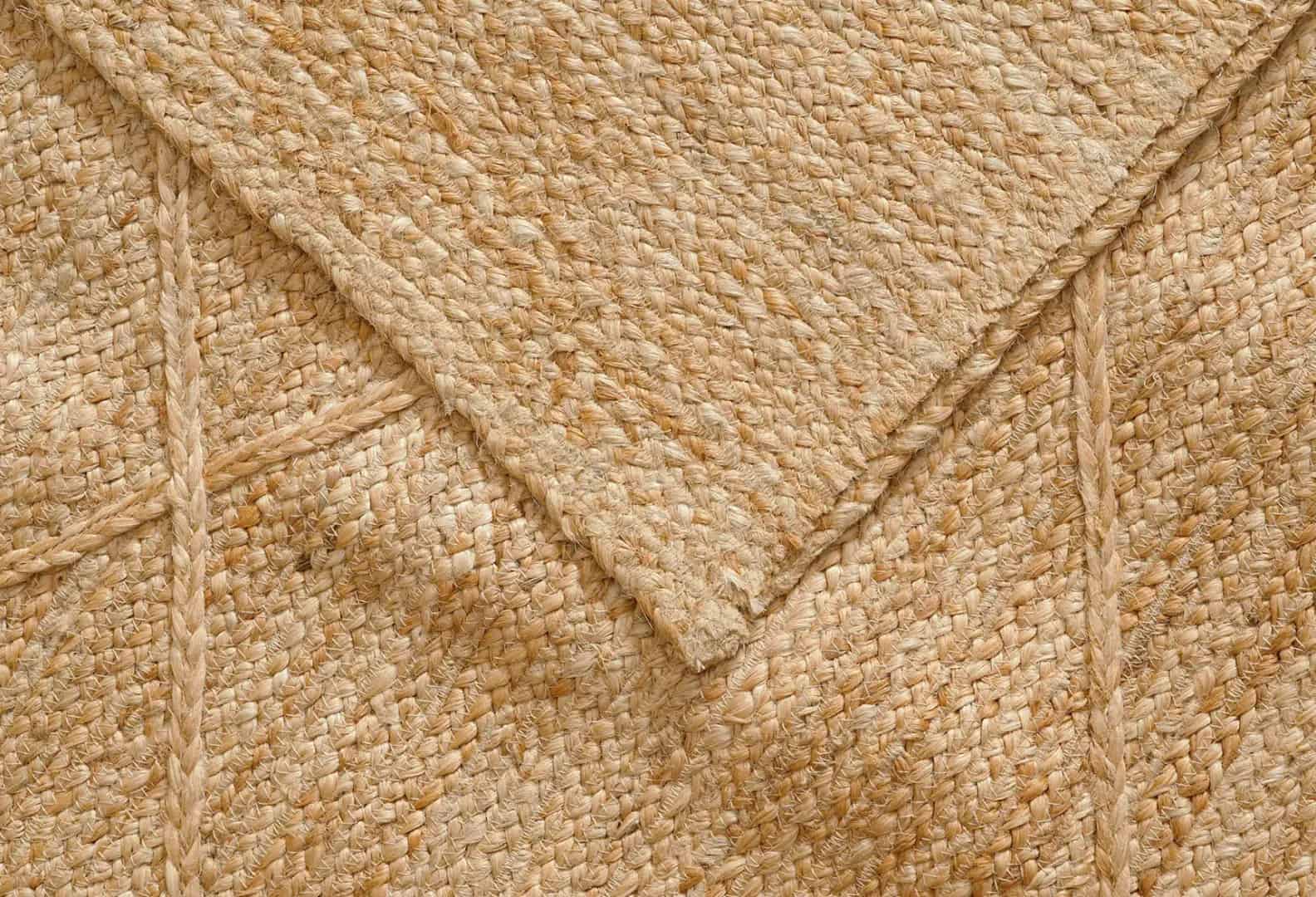 Handmade Braided Natural Jute Rug with Beige Diamond Pattern  - Image 7