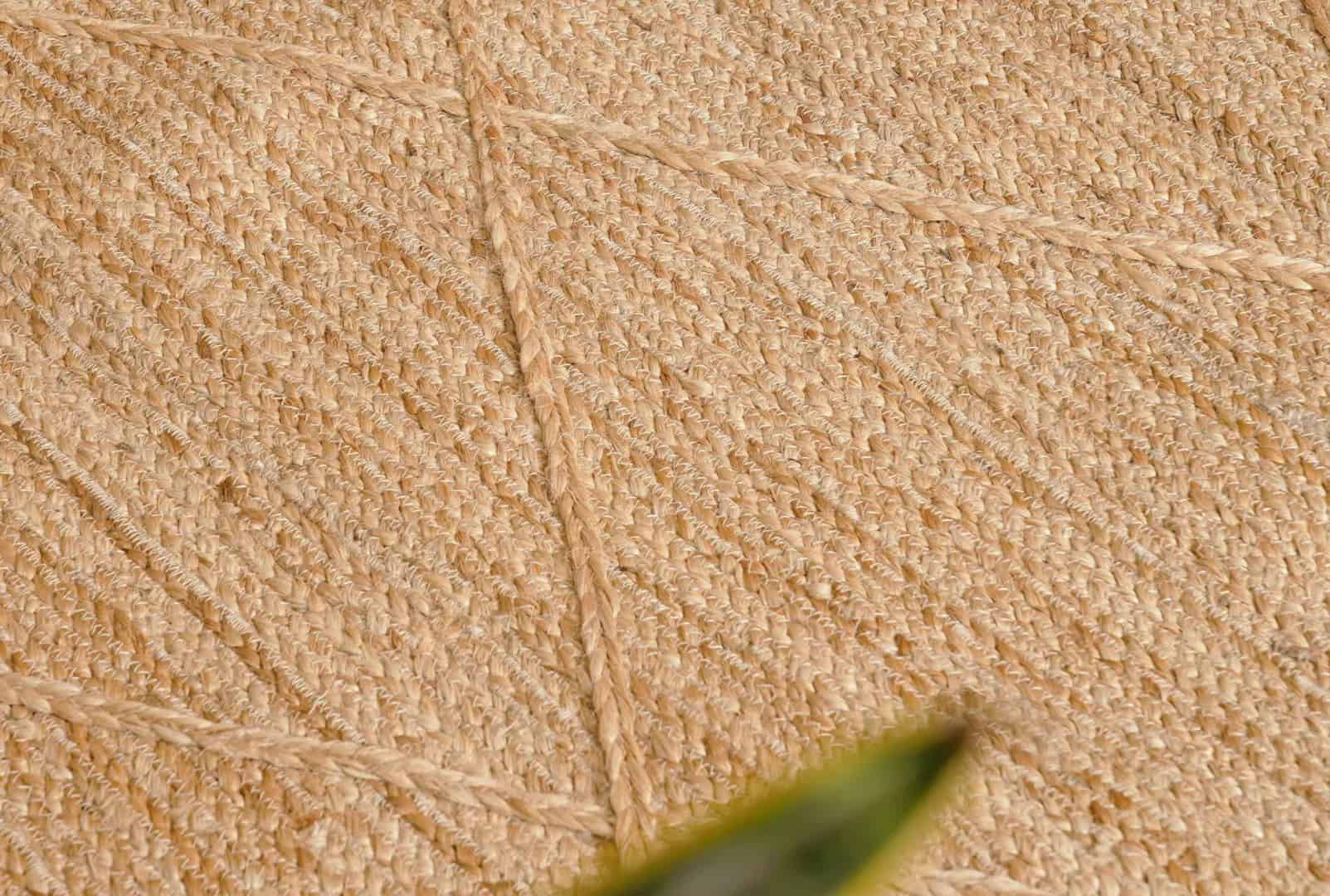 Handmade Braided Natural Jute Rug with Beige Diamond Pattern  - Image 9