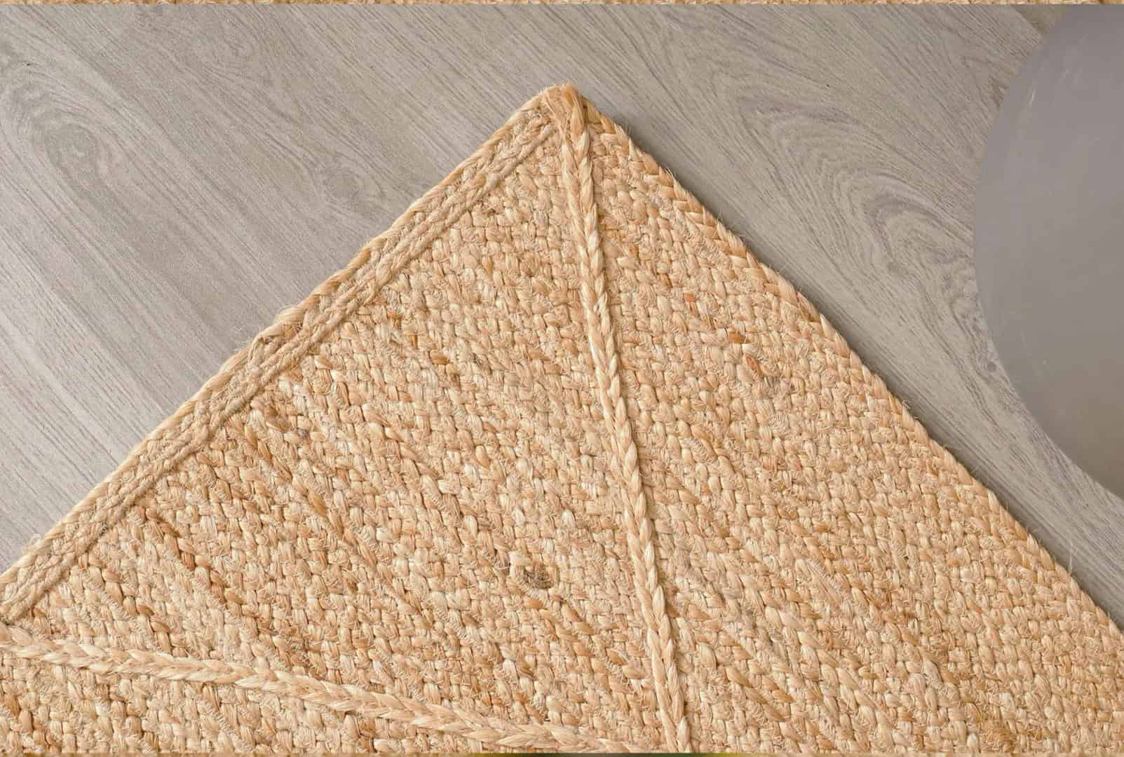 Handmade Braided Natural Jute Rug with Beige Diamond Pattern  - Image 10