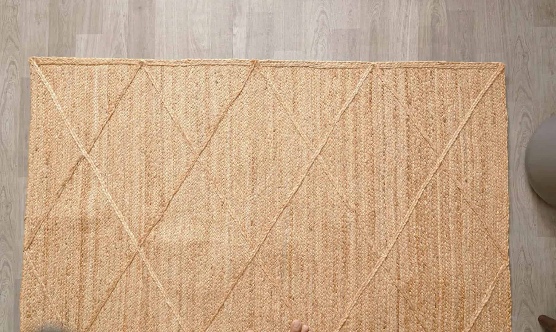 Handmade Braided Natural Jute Rug with Beige Diamond Pattern  - Image 4