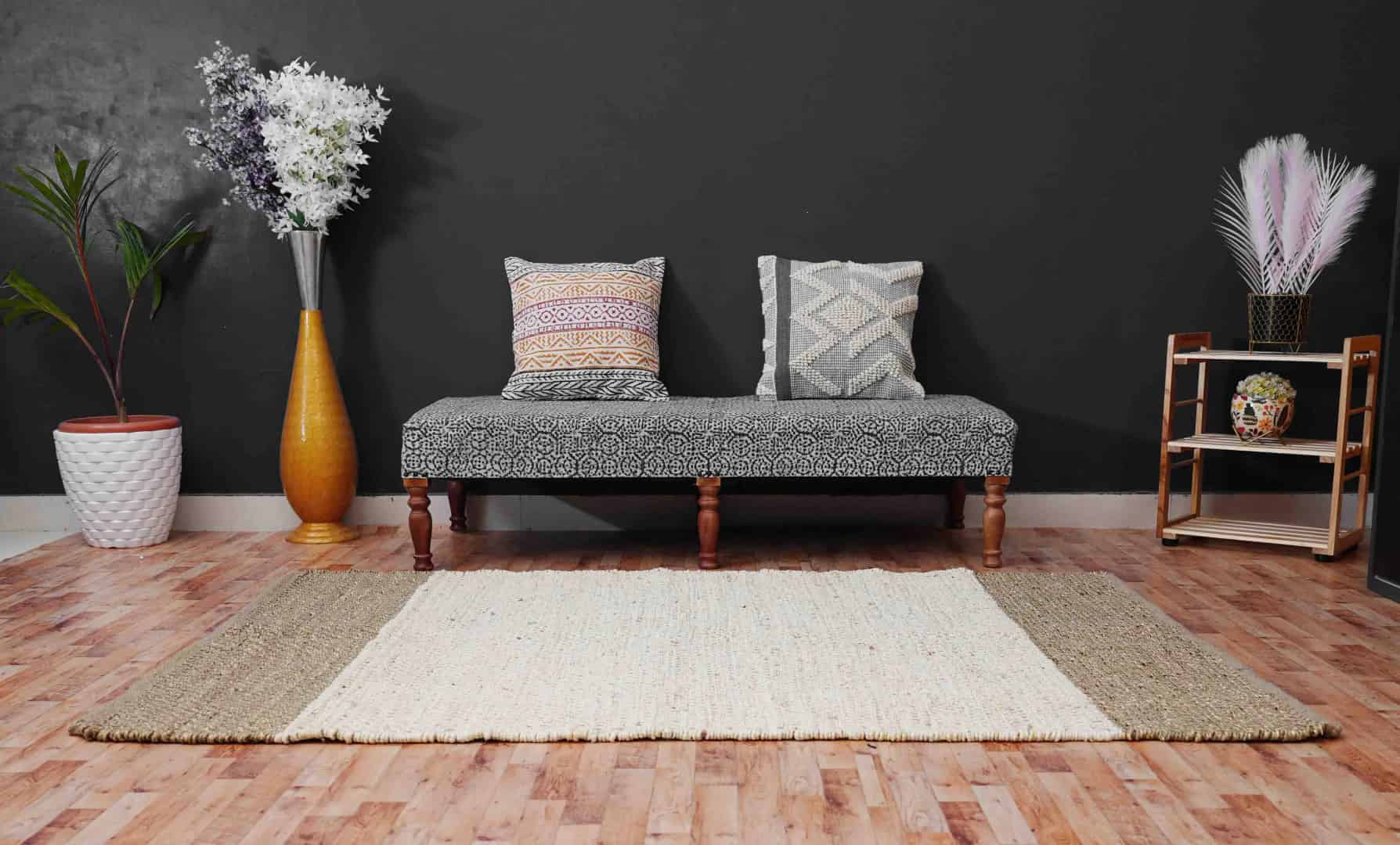 Off White and Beige Hemp Jute Rug and Runner - Image 3