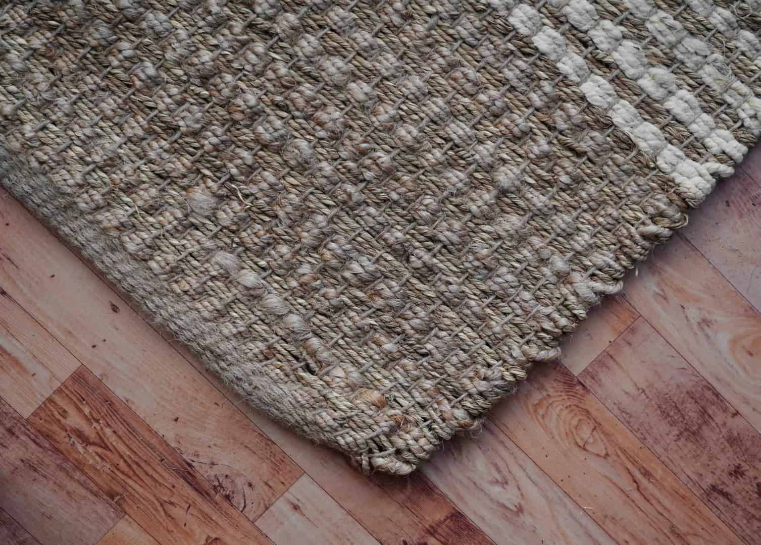 Beige and Off White Hand Loomed Hemp Jute Runner Rug - Image 8