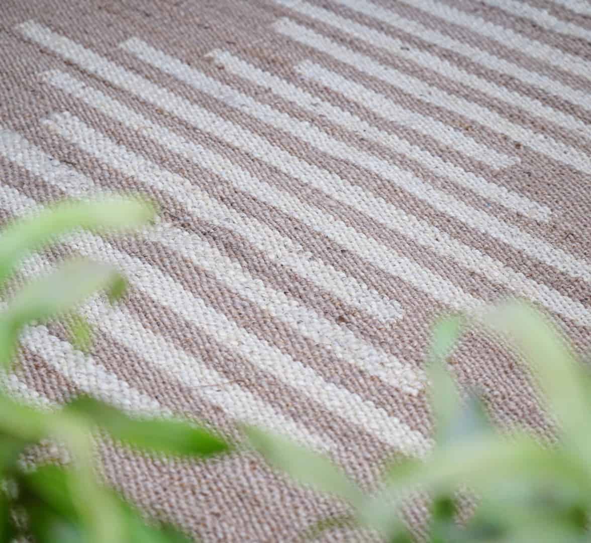 Indian Handwoven Natural Jute Hemp Rug and Runner with Off White Stripes - Image 3