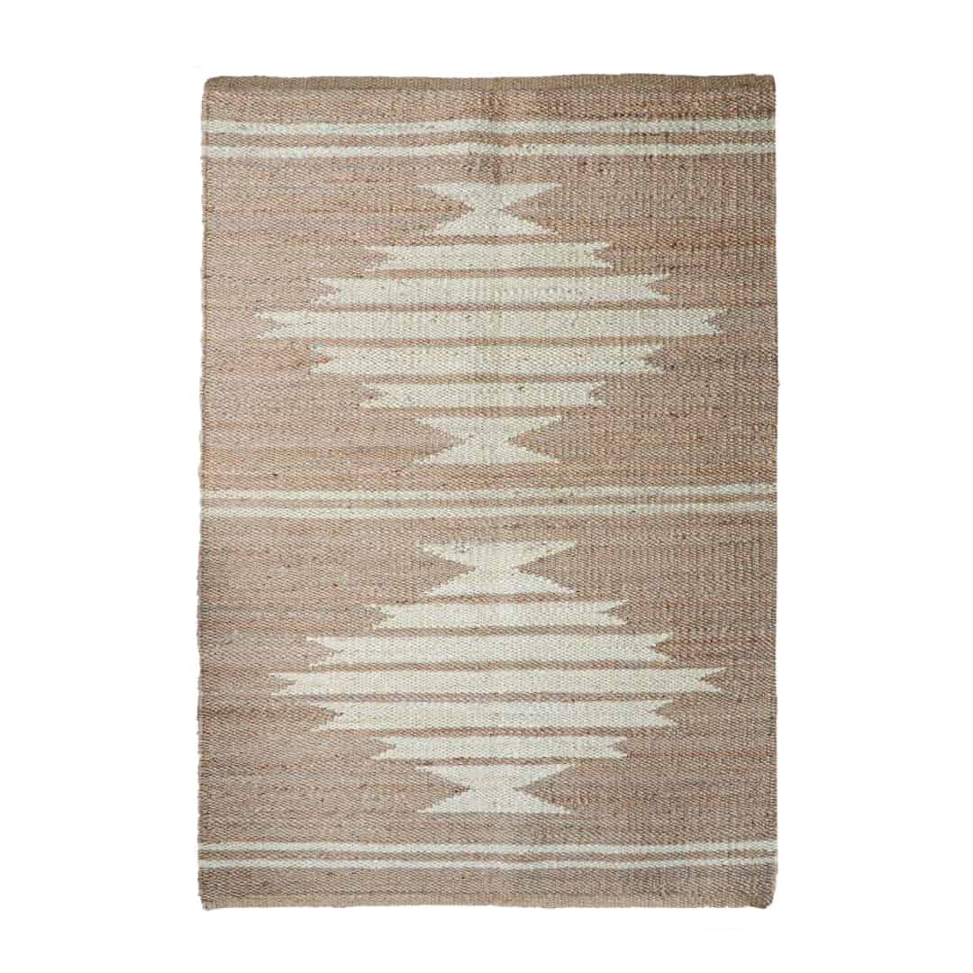 Stair Decor Handwoven Beige and Off White Jute Hemp Rug and Runner - Image 1