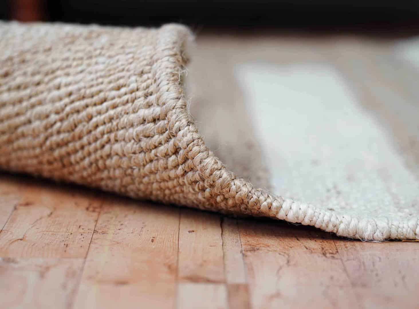 Indian Handwoven Natural Jute Hemp Runner with Off White Stripes - Image 6