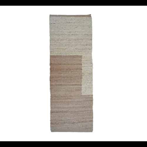 Hand Loomed Jute Hemp Rug with Off White and Beige Design - Image 1