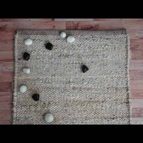 Hand Loomed Jute Hemp Rug with Off White and Beige Design - Image 3