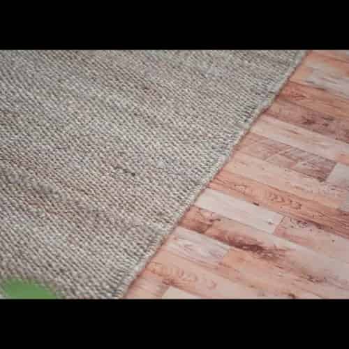 Hand Loomed Jute Hemp Rug with Off White and Beige Design - Image 7