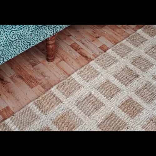 Off White and Natural Jute Hemp Rug - Image 5