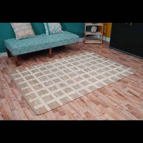Off White and Natural Jute Hemp Rug - Image 2