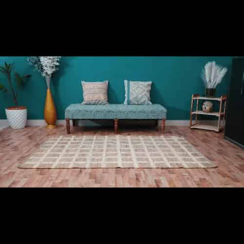 Off White and Natural Jute Hemp Rug - Image 6