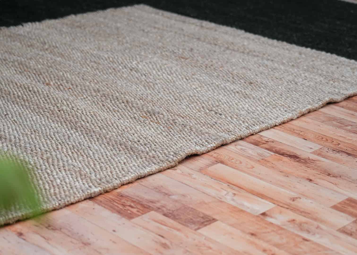 Indian Hand Loomed Natural Jute Hemp rug with Black Design - Image 3