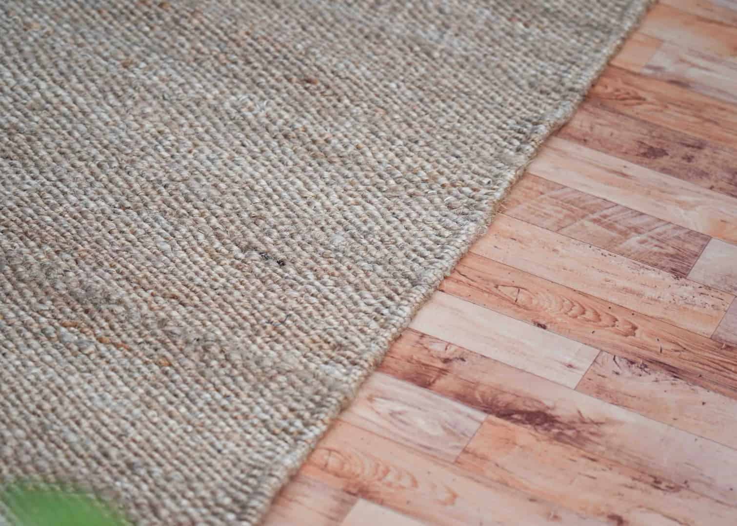 Indian Hand Loomed Natural Jute Hemp rug with Black Design - Image 4