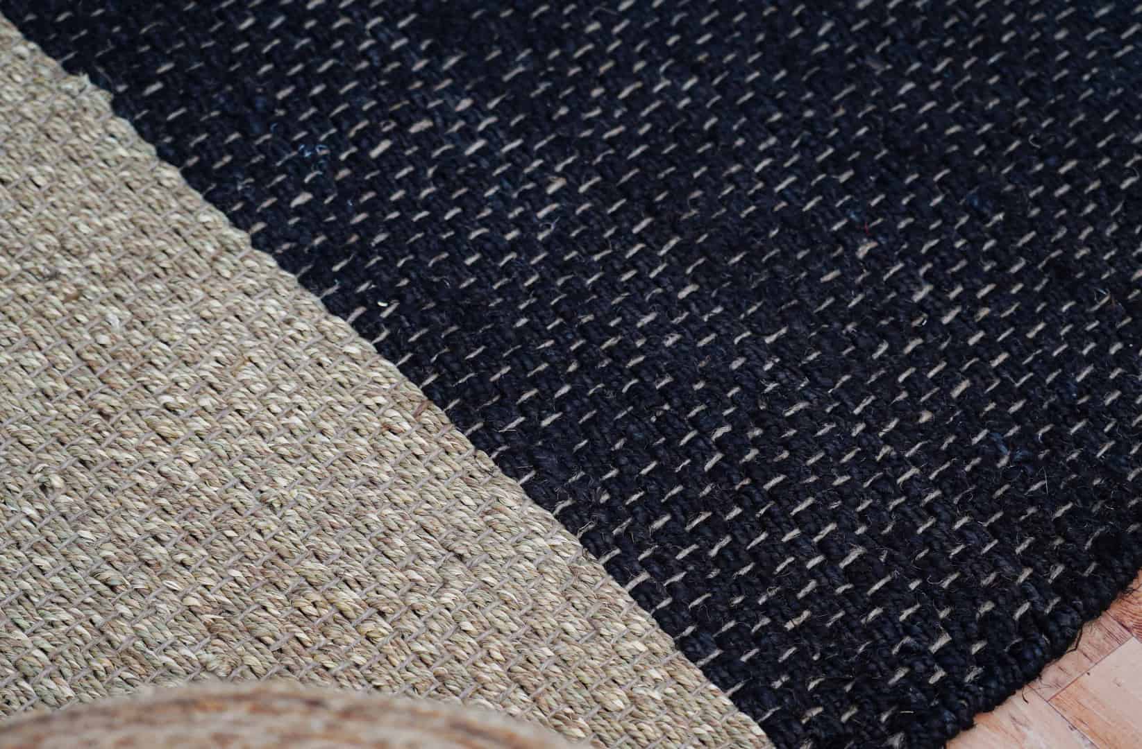 Custom Size Handwoven Black and Beige Jute Hemp Rug - Image 5