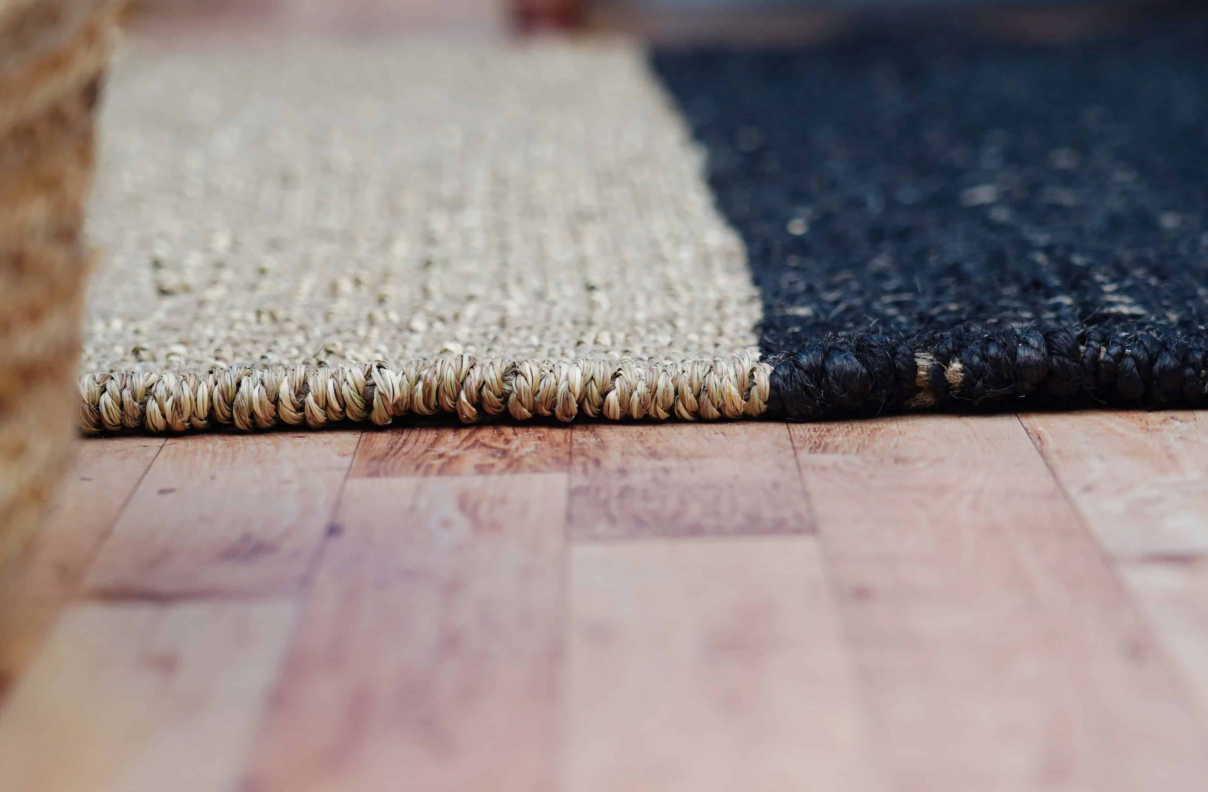 Custom Size Handwoven Black and Beige Jute Hemp Rug - Image 4