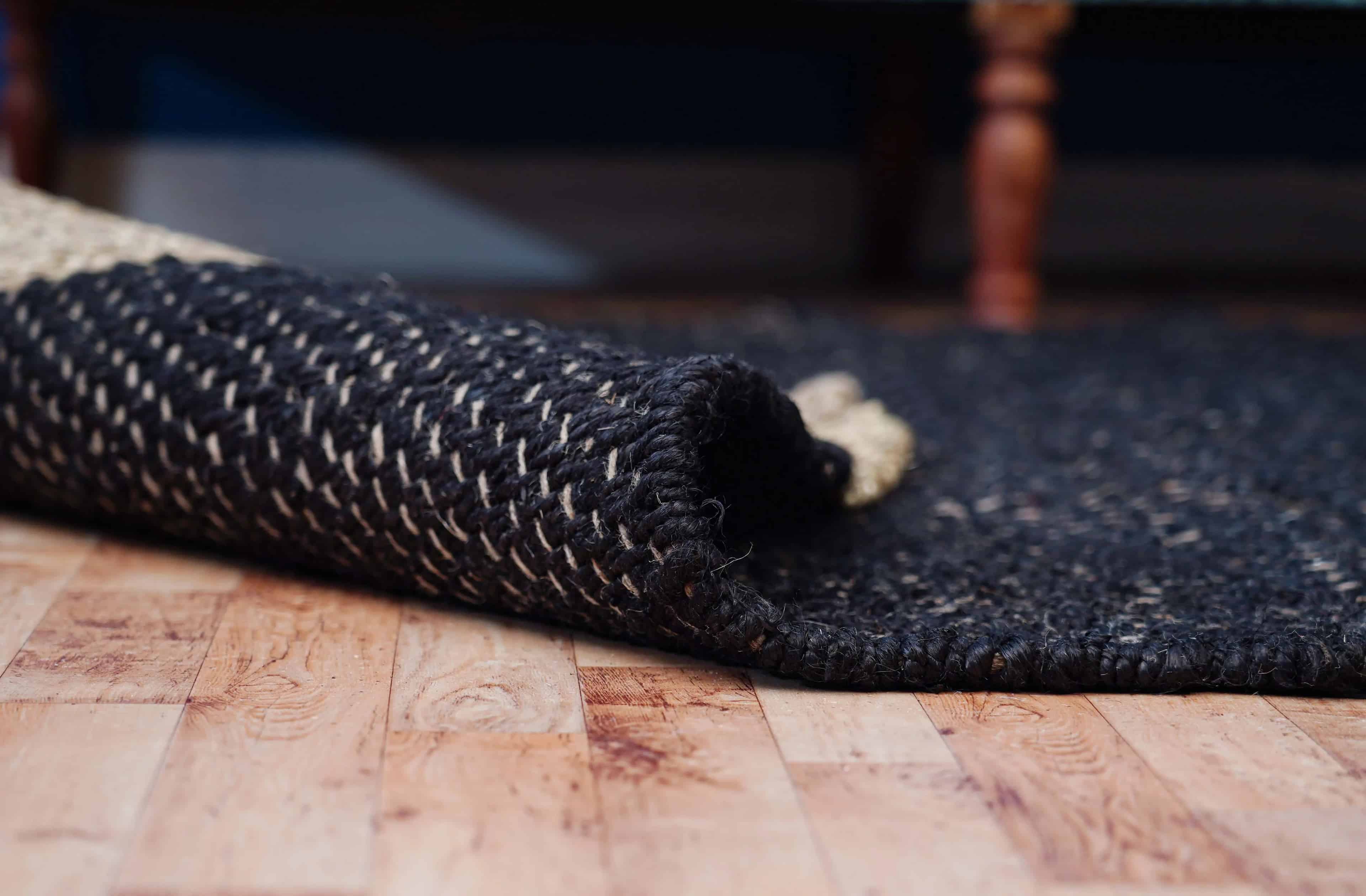 Custom Size Handwoven Black and Beige Jute Hemp Rug - Image 8