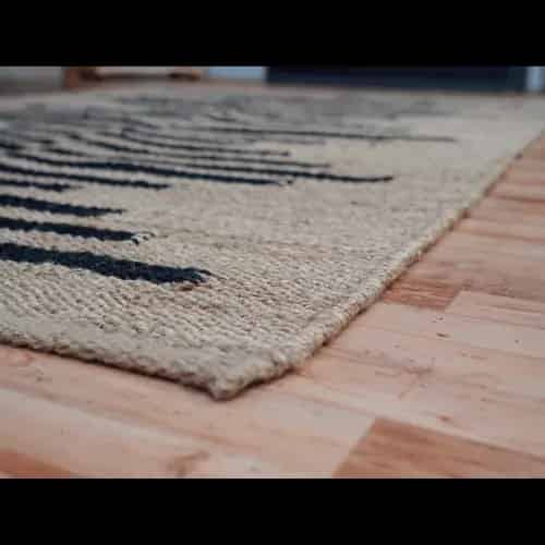 Stair Decor Hand Loomed Natural Jute Hemp Rug with Black Stripes - Image 3
